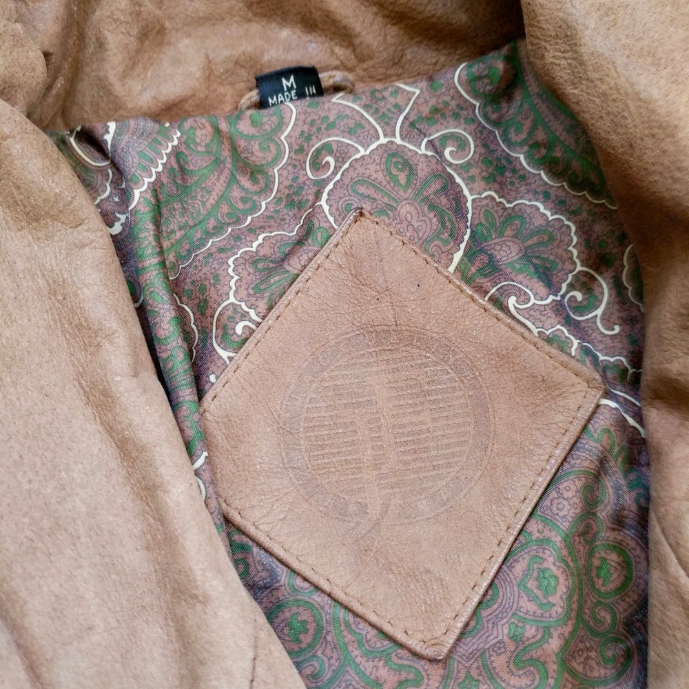 Vintage Jacqueline Ferrar Moto Biker Leather Jacket Insulated Paisley Lining M - Picture 2 of 8